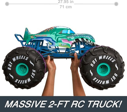 Hot Wheels RC Monster Trucks Mega-Wrex in 1:6th Scale, Extra Large Remote-Control Toy Truck, More Than 2ft Long - color: Multicolor