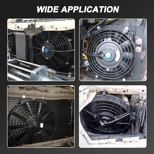 JDMSPEED New 12" Inch Universal Slim Fan Push Pull Electric Radiator Cooling 12V Mount Kit - color: Black, size: 12 Inch