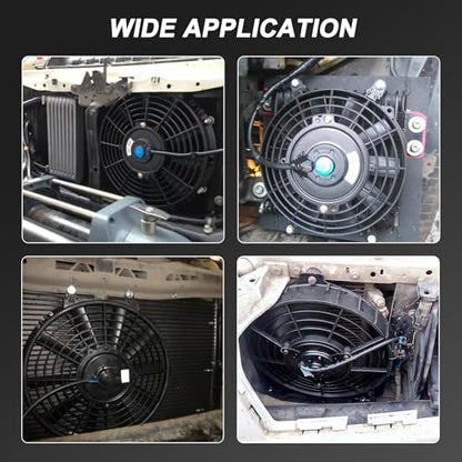 JDMSPEED New 12" Inch Universal Slim Fan Push Pull Electric Radiator Cooling 12V Mount Kit - color: Black, size: 12 Inch