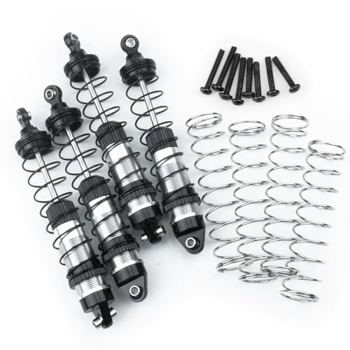 LSG 4Pcs Aluminum RC Shock Absorber Threaded Shocks for 1/18 LOSI Mini LMT 4x4 Brushed Monster Truck RTR Suspension Damper Upgrades Parts (Silver) - color: Silver