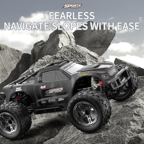 1/10 Remote Controlled Car for Adults, 50 km/h High Speed 4WD Offroad RC Truck, Waterproof RC Buggy All Terrain, 3 Batteries (Grey) - color: Kf10,3 Batties,gery