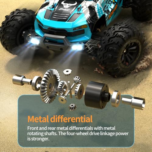 X-Verse SG116MAX 1/16 Brushless RC Cars for Adults Fast 50 mph, RC Trucks Offroad Waterproof, 4WD High Speed Drift RC Car, All Terrain RC Truggy (3 Battery) - color: Sg116max Blue