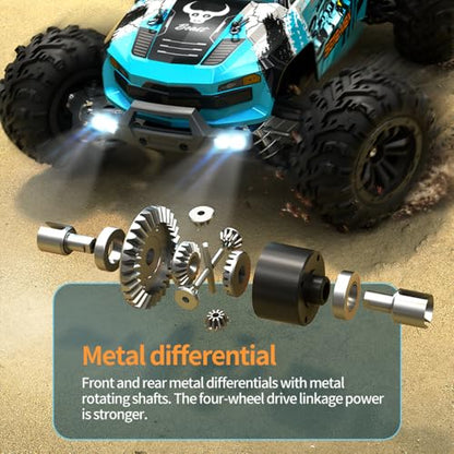 X-Verse SG116MAX 1/16 Brushless RC Cars for Adults Fast 50 mph, RC Trucks Offroad Waterproof, 4WD High Speed Drift RC Car, All Terrain RC Truggy (3 Battery) - color: Sg116max Blue