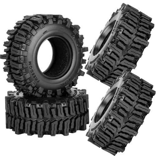 1.3" RC Crawler Tire Skins,Multi-Terrain Soft Sticky Rubber Tires(64 * 26mm) for TRX4 SCX24 FCX24 Ascent-18 1/18 1/24 Off-Road RC Car Upgrade Parts,4PCS (Style D) - style: StyleD(4PCS)