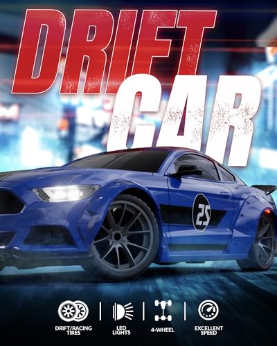 RACEN RC Drift Cars, 1:20 Remote Control Car for Adults Boys Girls Kid | 4WD, LED Light, 2.4GHz, 20KM/H, 2 Batteries, Drifting Tires, Racing Sport Toy Gift - color: Blue