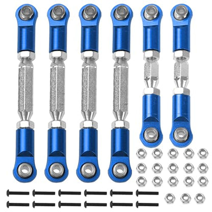 Metal Turnbuckles Rod Camber Links Steering Linkage Tie Rods Pull Rod Compatible with Arrma Granite 4X4 Senton 4X4 Mega550 1/10 RC Car (Blue) - color: Blue