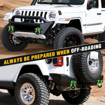 Nilight 3/4" D Ring Anti-Theft Shackle Tow Hook Jeep Truck SUV ATV UTV | Off Road Recovery Gear 19T 41,887 lbs Break Strength 4.75T WLL Rust-Resistant Anti-Rattle Isolators Heavy Duty Green 2pack - color: Green 3/4" w/Anti-Theft Shackle, size: Shackle