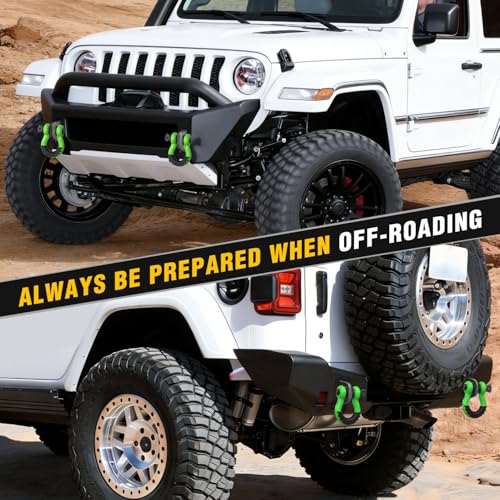 Nilight 3/4" D Ring Anti-Theft Shackle Tow Hook Jeep Truck SUV ATV UTV | Off Road Recovery Gear 19T 41,887 lbs Break Strength 4.75T WLL Rust-Resistant Anti-Rattle Isolators Heavy Duty Green 2pack - color: Green 3/4" w/Anti-Theft Shackle, size: Shackle