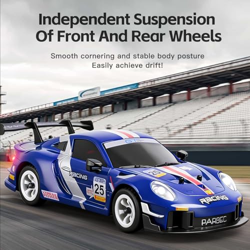 GoolRC WLtoys 284019-A RC Cars, 1:28 Scale Remote Control Car, 4WD 30KM/H High Speed RC Racing Car, 2.4GHz Rally Vehicle with Gyroscope, LED Lights and 2 Batteries for Adults
