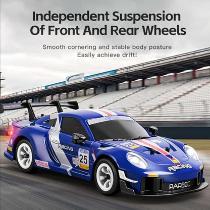 GoolRC WLtoys 284019-A RC Cars, 1:28 Scale Remote Control Car, 4WD 30KM/H High Speed RC Racing Car, 2.4GHz Rally Vehicle with Gyroscope, LED Lights and 2 Batteries for Adults
