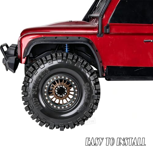 RC 2.2" Beadlock Wheel and Tires Set for 1/8 1/10 TRX4 TRX6 SCX10 II III D90 90046 Gen8 MST VS4-10 CFX Crawler Car,(4PCS) RC Wheels Rims&2.2 Beadlock Wheel Tires,Brown - color: Brown (2.2 Tires Wheels)