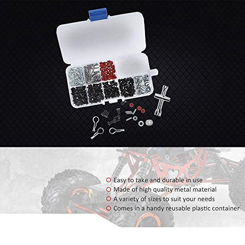 Aoresac 270Pc Machine Screws Set, Metal Material Fasteners Kit with Handy Reusable Plastic Container, Various Sizes Wrench for 1/10 HSP RC Car Tool