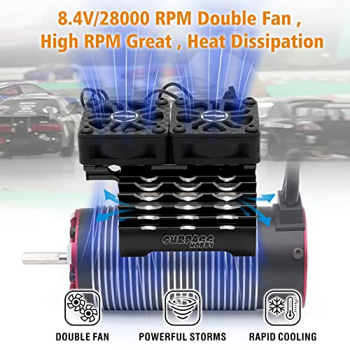 Surpass Hobby 30mm RC Car Cooling Fan 27000RPM Motor Heatsink with Metal Heatsink for 1/7 1/8 RC Car Diameter 40-42mm Brushless Motor - style: Black