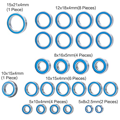 26PCS Rubber Sealed Ball Bearing Kit for Arrma 1/10 Kraton 4S BLX | Outcast 4S BLX RC Crawler Car Upgrade Parts