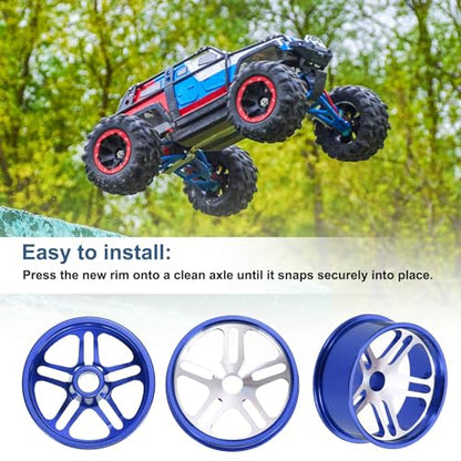 MECCANIXITY 4Pcs RC Car Wheel Rims, 23.5mm Dia 5-Spoke Blue Aluminum Alloy Wheel Rims Hex Hub for HSP RC Drift Racing Touring Car - color: Blue, size: 23.5mm Dia