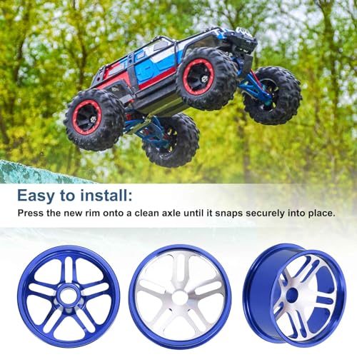 MECCANIXITY 4Pcs RC Car Wheel Rims, 23.5mm Dia 5-Spoke Blue Aluminum Alloy Wheel Rims Hex Hub for HSP RC Drift Racing Touring Car - color: Blue, size: 23.5mm Dia