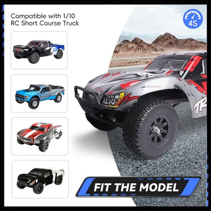 RC Short Course Truck Tires 1/10 Scale, High-Performance Pre-glued RC Wheel Rim and Tires Set 12mm Hex with Foam Inserts for Traxxas Slash 4X4 2WD HPI VKAR Redcat HSP LRP 4PCS (Style B)