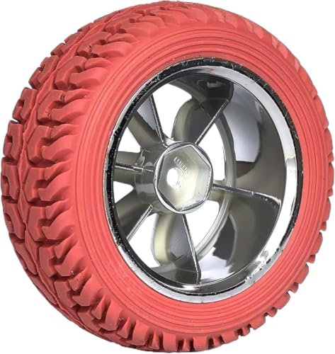 4PCS 75mm Rubber Tires and 6Spokes Plastic Wheel Rims Tyre for 1/10 RC On-Road Drift Racing Car 1:14 1:16 Rally Car for Tamiya Kyosho HPI HSP TT02 Upgrades Parts (Red Silver) - color: Red Silver
