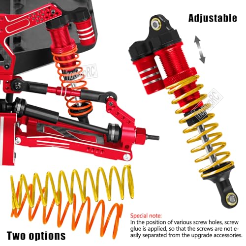 Upgrades Part Front Rear Assembled Full Metal Shocks Aluminum Big Bore RC Shocks Absorber Damper for 1/10 Slash/Rustler/Stampede/Bandit 4X4 4WD 2WD(VXL).Red(4PCS) - color: Red(4PCS)