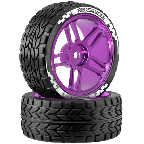 REDSPIDER RC Soft Rubber 1/10 On Road Tires 4PCS for Traxxas 4 Tec 2.0 Tamiya TT01 XV01 Kyosho WR8 Sakura WLtoys HPI HSP 1:10 RC Scale Touring On Road Racing Car Wheel Rims (Silvery) - color: Silvery