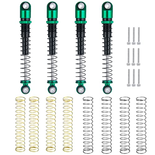 RCLIONS 1/24th RC Shocks 48mm Adjustable Absorber Damper for All 1:24 Axial SCX24 AXI90081 Deadbolt AXI00002 JLU AXI00005 Gladiator RC Crawler Car Upgrades (Green) - color: Green