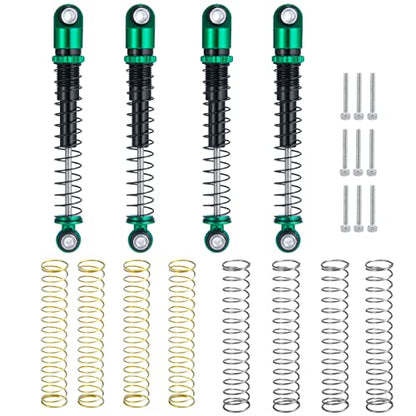RCLIONS 1/24th RC Shocks 48mm Adjustable Absorber Damper for All 1:24 Axial SCX24 AXI90081 Deadbolt AXI00002 JLU AXI00005 Gladiator RC Crawler Car Upgrades (Green) - color: Green