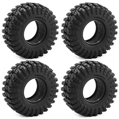 4PCS 1.3" Rubber Tire All Terrain Wheel Tyre with Foam Inserts for 1/12 1/14 1/18 1/24 Crawler Car for TRX4M SCX24 AX24 FCX24 FMS 1/24 Micro 1.0inch Beadlock Upgrade Parts (70x26MM,A) - color: 70x26mm,a