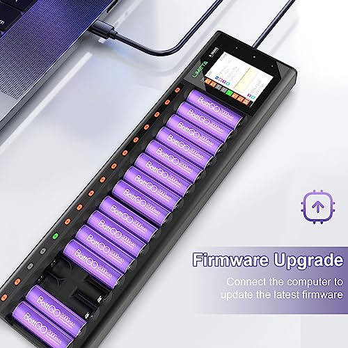 Fast Battery Charger for AA AAA NiMh/NiCd/NiZn Rechargeable Batteries, Smart Mini Z Charging Station with LCD Display, Discharge/Activation/Analyzer, Adjustable Current (16-Bay) - size: 16-bay