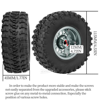RC 2.2 Beadlock Tires Set 2.2" Wheels and Tires for 1/10 RC Crawler SCX10 AMG 6X6 TRX4 Gen8 Gen7 Pro,Alloy 2.2 RC Rims Rubber Tires,Titanium - color: Titanium(4pcs)