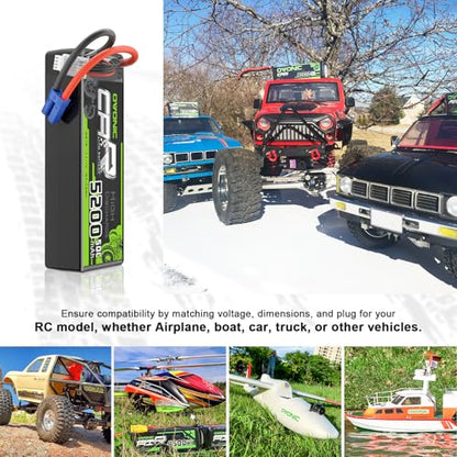 OVONIC 3S Lipo Battery 50C 5200mAh 11.1V Lipo Battery with EC5 Connector for Arrma 1/5 1/8 1/10 RC Car and Truck
