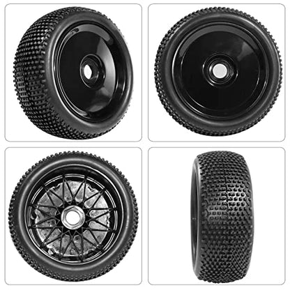 17mm hex RC Wheels and Tires for Arrma Typhon Talion 6S 3S Team Losi 8Ight 1/8 RC Buggy Tires and Wheels Pre-glued Black 4PCS - color: Black