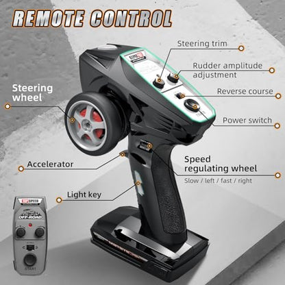YESHIN 1:18 All Terrain RC Car for Adults, 36KM/H High Speed RC Monster Truck, 4X4 Waterproof Remote Control Car with Two 7.4V 1500mAh Rechargeable Batteries