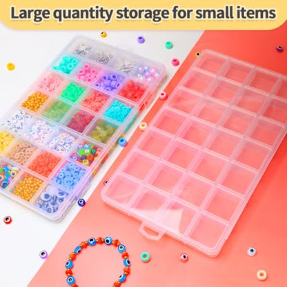 IOOLEEM Bead Organizer Box, 28 Grids 4 Pack Organizer Container Storage | Clear Plastic Dividers for bead arts and crafts for beading & jewelry storage & small items arts and crafts. - size: 28 Grids (4 pack)