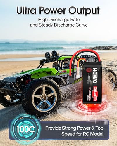 HOOVO 2S Shorty Lipo Battery 2200mAh 100C 7.4V RC Lipo Battery with TR Plug | 2 Pack, for FPV Racing Drone RC Airplane Helicopter Quadcopter Car - style: 2S 2200mAh 80C-TR
