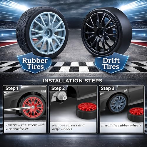 Remote Control Car RC Drift Car 2.4GHz 1:24 Scale 4WD 15KM/H High Speed Model Vehicle with LED Lights Drifting Tire Racing Sport Toy Car for Adults Boys Girls Kids Gift 2Pcs - color: G-black