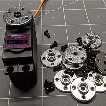 Honbay 6PCS Metal Servo Arms Horn Aluminum Round 25T Standard Servo Disc with Screw for RC Robot Boat Car Airplane Hop-up Parts