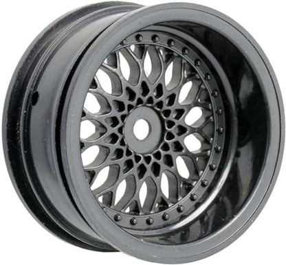 4PCS 64mm Rubber Tires and Plastic Wheel Rims Set 12mm Hex Replacement Part for Sakura Tamiya TT02 HPI HSP Kyosho 1/10 RC On Road Run-flating Touring Racing Car Tyre(Black,Offset:9MM) - color: Black, size: Offset:9mm