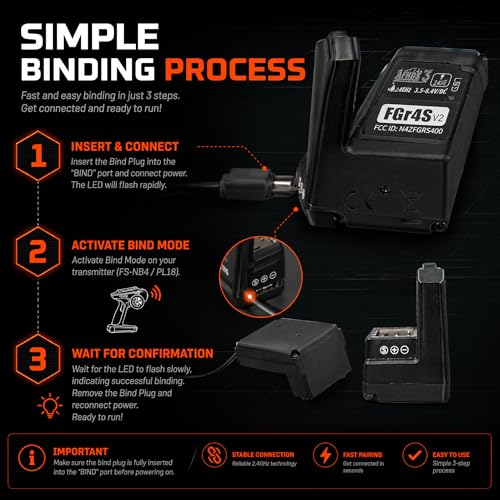 FGR4S V2 Receiver AFHDS 3 Built-in Single-Antenna Bidirectional PWM/PPM/IBUS Output Receiver for NB4 PL18 RC Transmitter for RC Car Boat