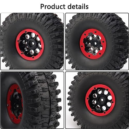 RC Tires 4PCS 1.9 Inch Tires and Beadlock Wheels Set OD 120mm Tyre for 1/10 RC Rock Crawler Monster Truck