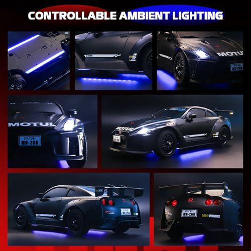 1/16 Scale RC Drift Car, MN-268 RWD Mini RC Vehicles Model with Gyro, Spare Tires & LED Lights for Adults Hobby Toy Gifts (Black) - color: Black