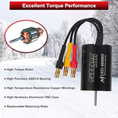 1/16 1/18 RC Brushless Sensorless Motor 35A ESC Combo,2435 4800KV | Waterproof Sensorless Motor,Surpass Hobby,Electric Speed Controller Set,for RC Model Car Truck - size: 4800KV, style: 2435