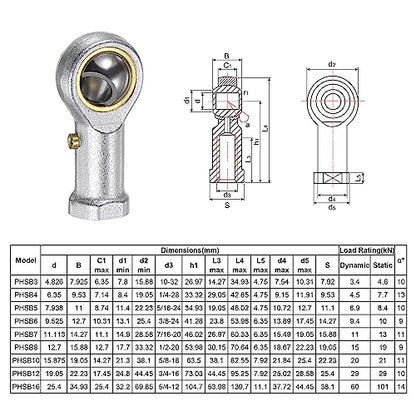 uxcell PHSB5 5/16 Inch Female Rod End Bearing Set - 2pcs of 5/16-24 Left and Right Hand Thread Rod Ends with Jam Nut - size: 5/16