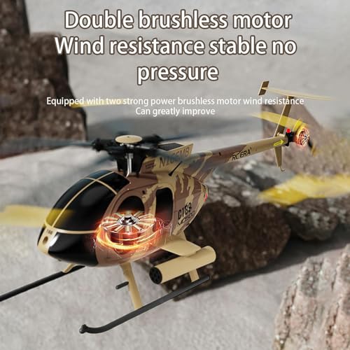 Remote Control Helicopter, C189 MD500 RC Helicopter Model, 1/28 Scale 4CH Single-Rotor Helicopters with 6-Axis Gyro and Brushless Motor, 2.4GHz RC Aircraft for Adults, 2 Batteries (Camouflage) - color: Camouflage
