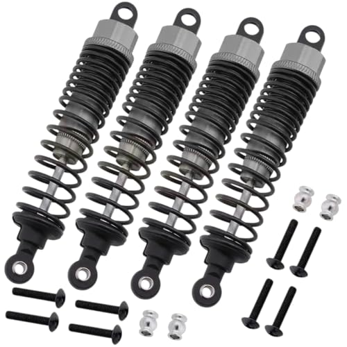4Pcs 98Mm Aluminum Front Rear Rc Shock Absorber Assembled Dampers For 1/10 Scale Rc Car Off Road Buggy (Grey)