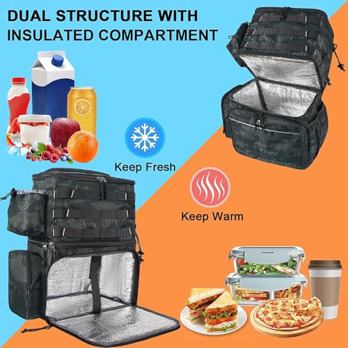 MATEIN Fishing Backpack, Tackle Storage Bag with Rod Holders & Cooler | Water Resistant Fishing Bag Fits 4 3600 Trays, Large Wide Open Tackle Box Backpack, Gifts for Fishermen - color: Camouflage - Large