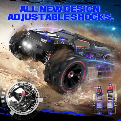 1:14 Scale RC Cars for Adults, 60KPH High Speed RC Truggy, 4X4 Off-Road Remote Control Truck, Waterproof Electric Car with 2S Battery, All Terrain RC Vehicle for Snow, Sand, Beach & Rocky Surfaces