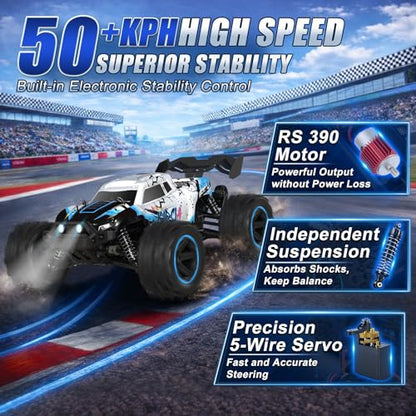 1/14 Fast RC Cars for Adults and Boys, 50 KPH 4WD Offroad RC Truck | All Terrain High Speed Hobby Remote Control Car, 60 Mins Runtime,2 Rechargeable Batteries