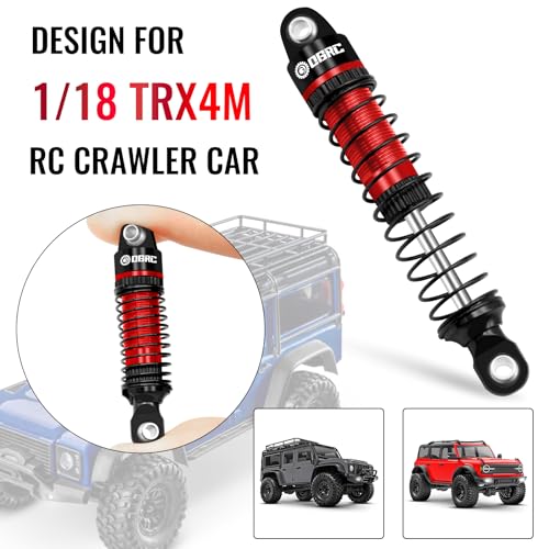 OGRC 60mm Long Travel RC Shock Absorber Oil Damper for TRX4M 1/18 RC Car | Oil-filled, Aluminum, for Traxxas TRX4M Upgrade Parts, Red - color: Black Red