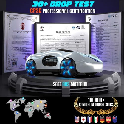 AEROQUEST Gesture Sensing RC Stunt Car for 6+ Years Old Boy and Girl Gift | Remote Control Stunt Drift USB-C Charging Light Spray Sound Gesture Sensing Spotrs Birthday Holiday 6 7 8 9 10 11 12 - color: White