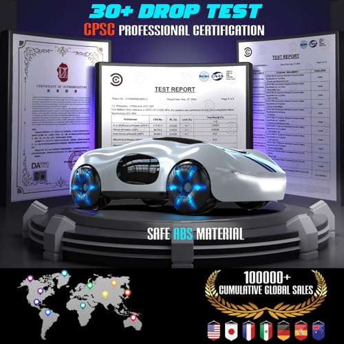 AEROQUEST Gesture Sensing RC Stunt Car for 6+ Years Old Boy and Girl Gift | Remote Control Stunt Drift USB-C Charging Light Spray Sound Gesture Sensing Spotrs Birthday Holiday 6 7 8 9 10 11 12 - color: White